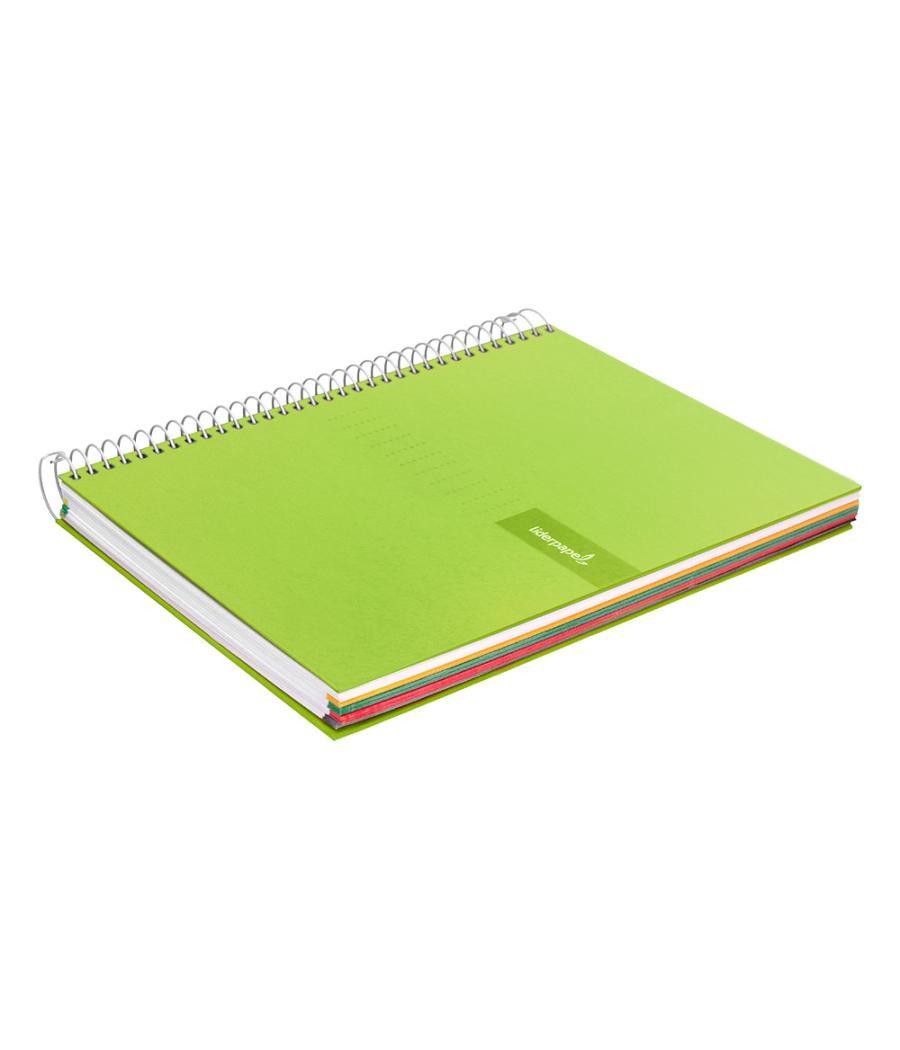 Cuaderno espiral liderpapel a4 micro crafty tapa forrada 120h 90 gr cuadro 5 mm 5 bandas 4 colores color verde