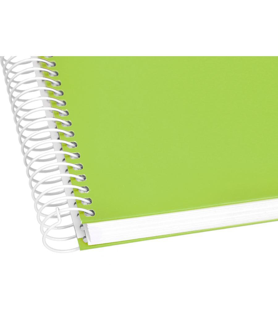 Cuaderno espiral liderpapel a4 micro crafty tapa forrada 120h 90 gr cuadro 5 mm 5 bandas 4 colores color verde