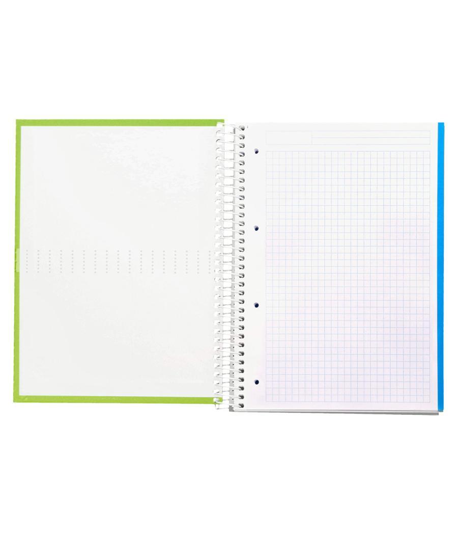 Cuaderno espiral liderpapel a4 micro crafty tapa forrada 120h 90 gr cuadro 5 mm 5 bandas 4 colores color verde