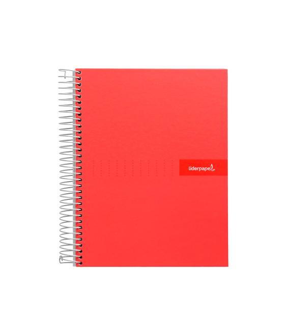 Cuaderno espiral liderpapel a4 micro crafty tapa forrada 120h 90 gr cuadro 5 mm 5 bandas 4 colores color rojo