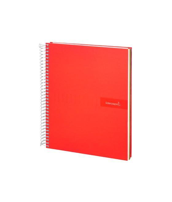 Cuaderno espiral liderpapel a4 micro crafty tapa forrada 120h 90 gr cuadro 5 mm 5 bandas 4 colores color rojo