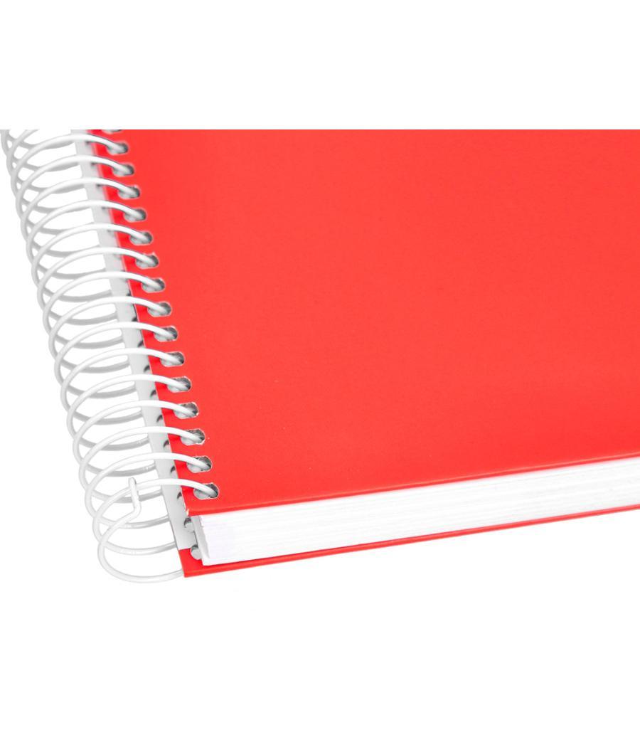 Cuaderno espiral liderpapel a4 micro crafty tapa forrada 120h 90 gr cuadro 5 mm 5 bandas 4 colores color rojo