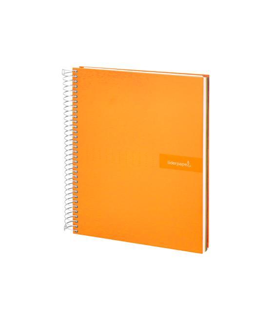 Cuaderno espiral liderpapel a4 micro crafty tapa forrada 120h 90 gr cuadro 5 mm 5 bandas 4 colores color naranja