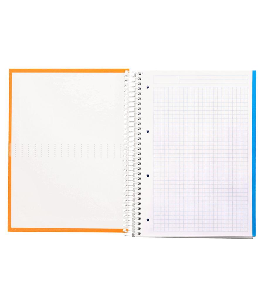 Cuaderno espiral liderpapel a4 micro crafty tapa forrada 120h 90 gr cuadro 5 mm 5 bandas 4 colores color naranja