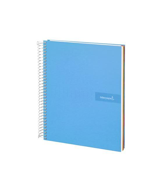 Cuaderno espiral liderpapel a4 micro crafty tapa forrada 120h 90 gr cuadro 5 mm 5 bandas 4 colores celeste