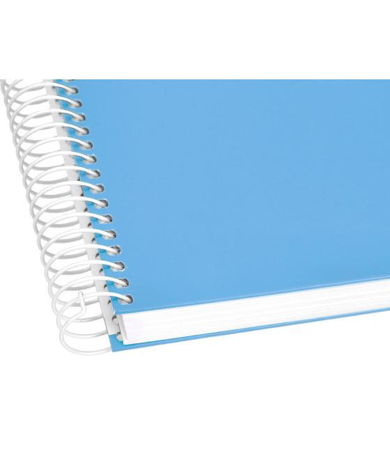 Cuaderno espiral liderpapel a4 micro crafty tapa forrada 120h 90 gr cuadro 5 mm 5 bandas 4 colores celeste