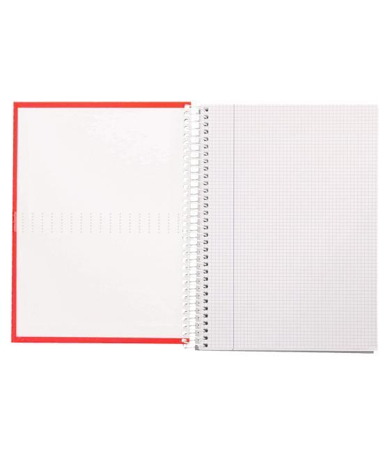 Cuaderno espiral liderpapel a4 crafty tapa forrada 80h 90 gr cuadro 5 mm con margen colores surtidos