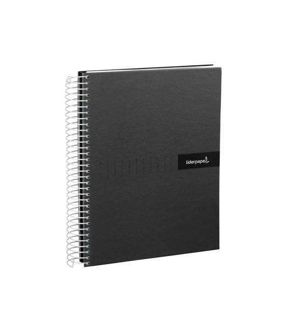 Cuaderno espiral liderpapel a4 crafty tapa forrada 80h 90 gr cuadro 4mm con margen color negro