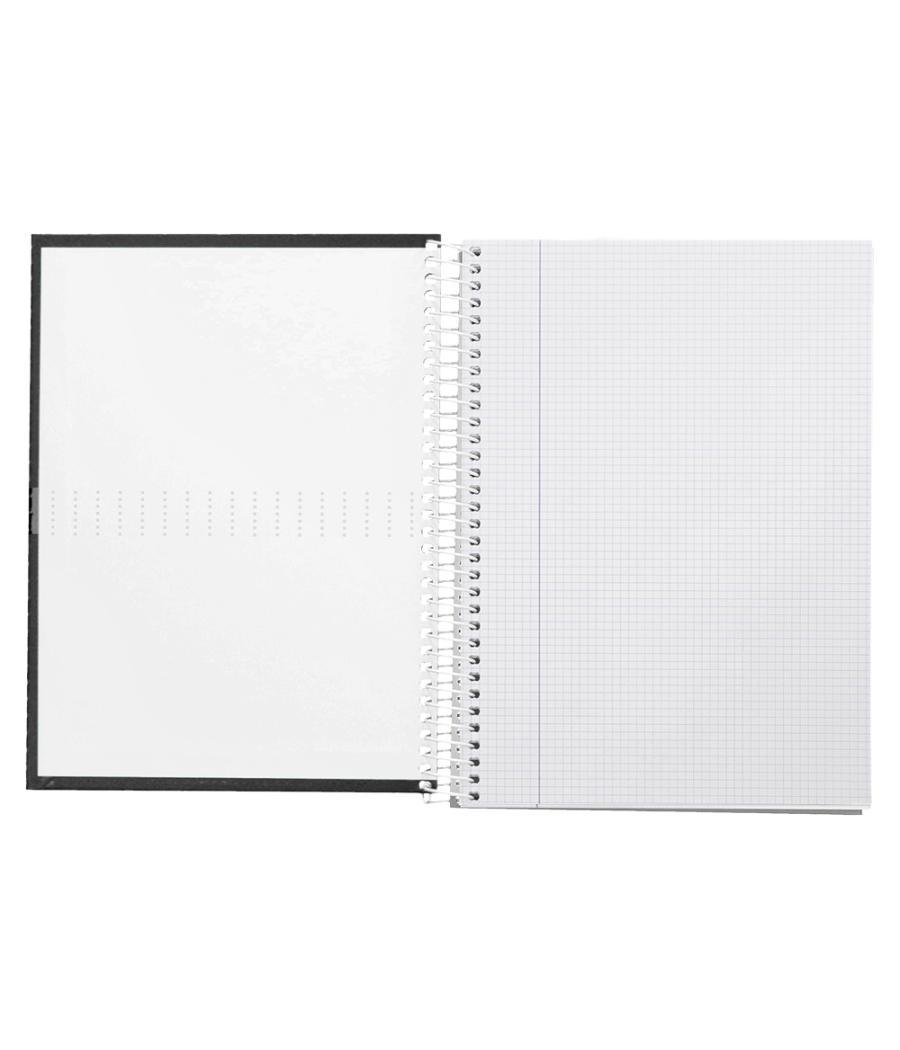Cuaderno espiral liderpapel a4 crafty tapa forrada 80h 90 gr cuadro 4mm con margen color negro