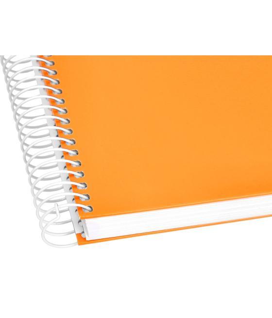 Cuaderno espiral liderpapel a4 crafty tapa forrada 80h 90 gr cuadro 4mm con margen color naranja