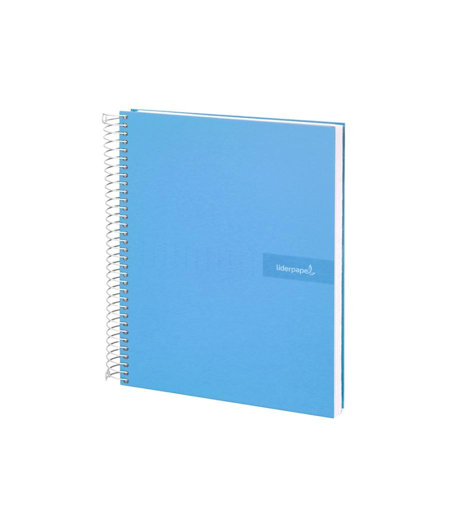 Cuaderno espiral liderpapel a4 crafty tapa forrada 80h 90 gr cuadro 4mm con margen color celeste