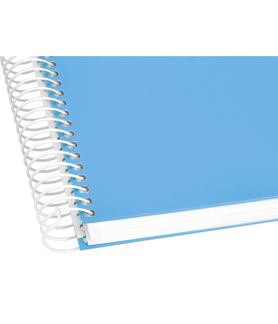 Cuaderno espiral liderpapel a4 crafty tapa forrada 80h 90 gr cuadro 4mm con margen color celeste