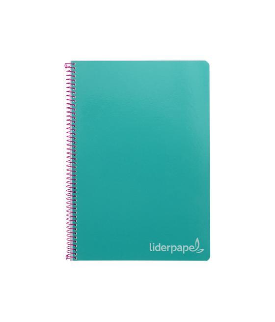 Cuaderno espiral liderpapel folio witty tapa dura 80h 75gr cuadro 4mm con margen color turquesa