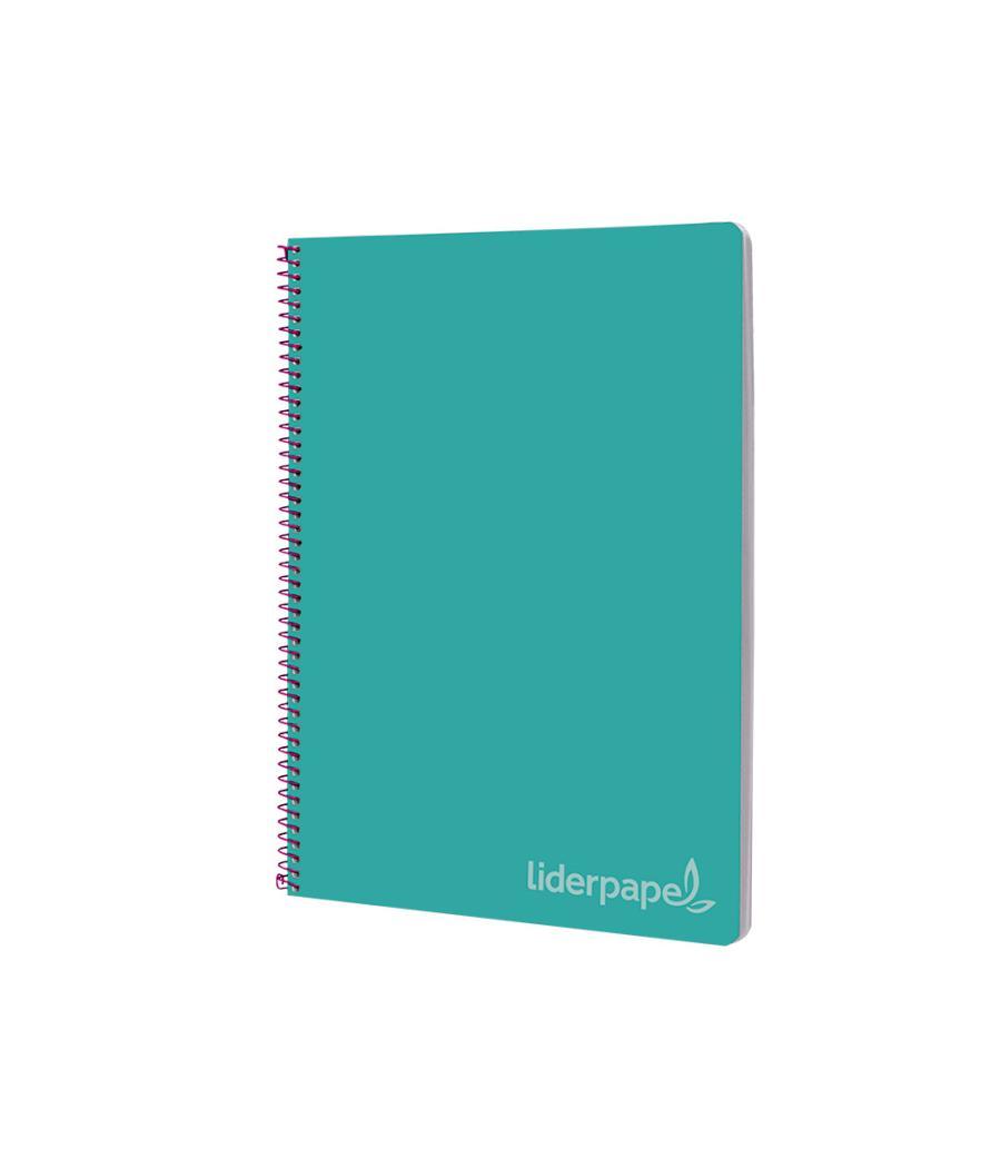 Cuaderno espiral liderpapel folio witty tapa dura 80h 75gr cuadro 4mm con margen color turquesa