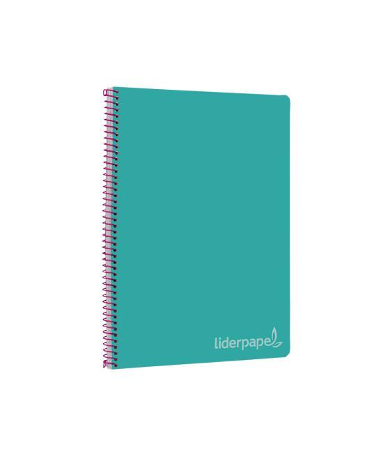 Cuaderno espiral liderpapel folio witty tapa dura 80h 75gr cuadro 4mm con margen color turquesa