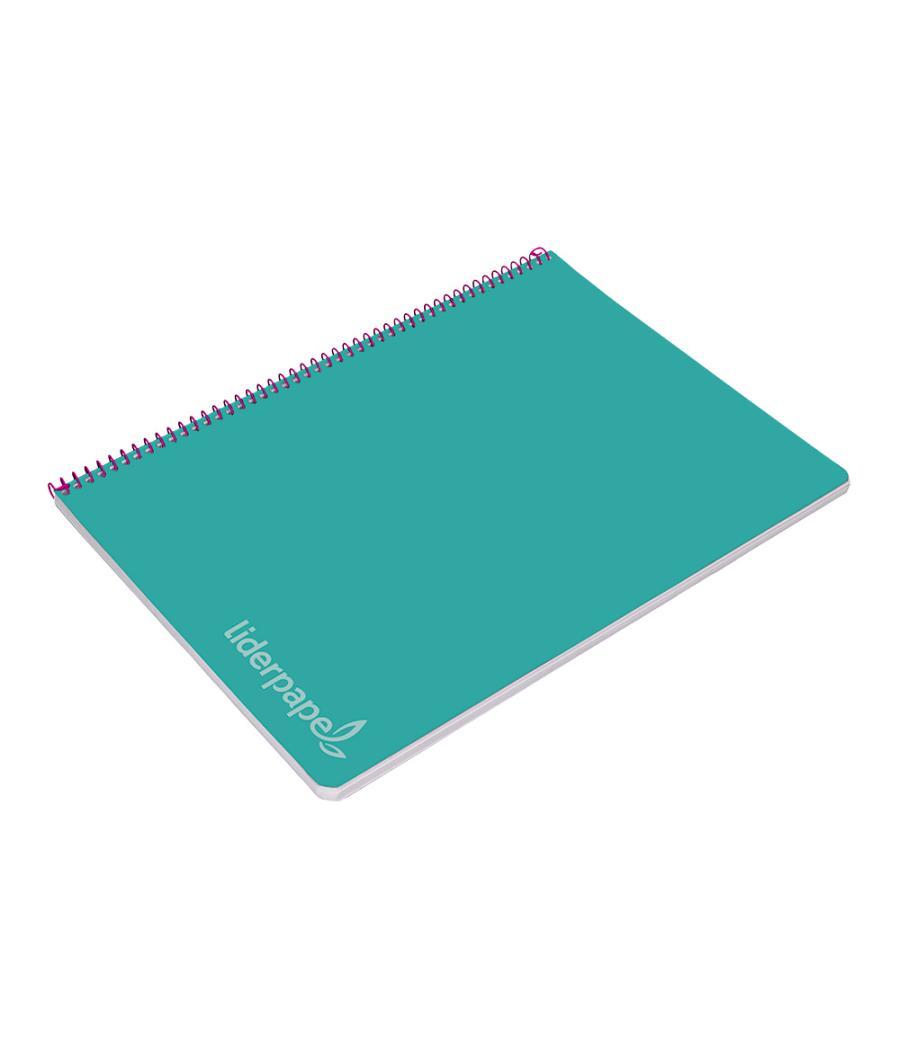 Cuaderno espiral liderpapel folio witty tapa dura 80h 75gr cuadro 4mm con margen color turquesa