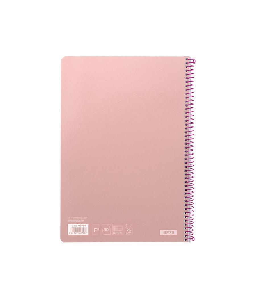 Cuaderno espiral liderpapel folio witty tapa dura 80h 75gr cuadro 4mm con margen color rosa