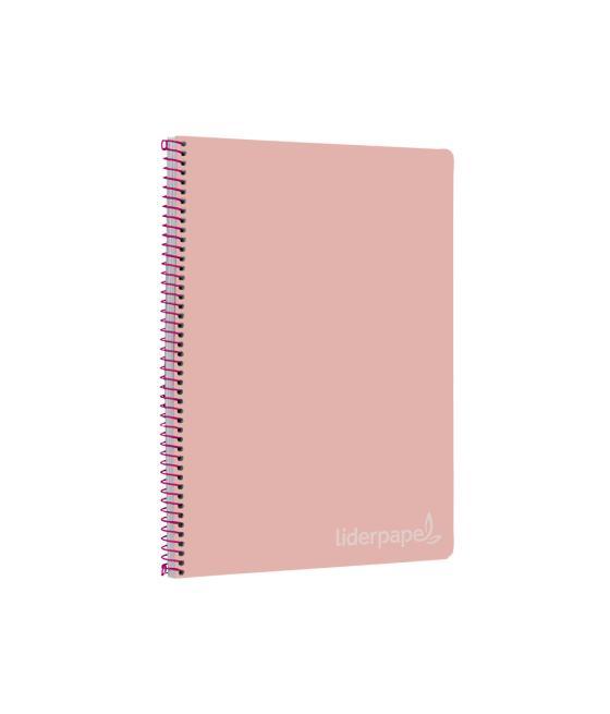 Cuaderno espiral liderpapel folio witty tapa dura 80h 75gr cuadro 4mm con margen color rosa