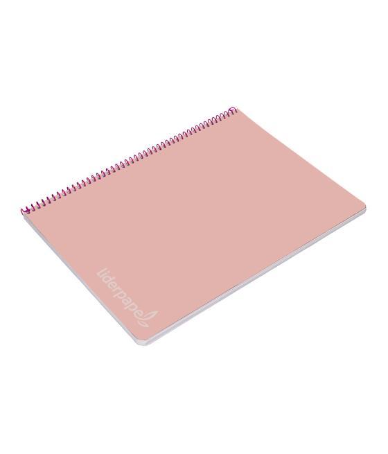 Cuaderno espiral liderpapel folio witty tapa dura 80h 75gr cuadro 4mm con margen color rosa