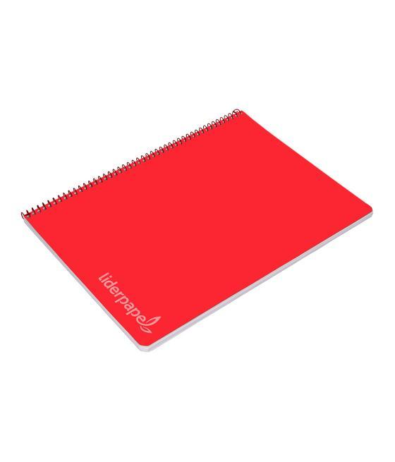 Cuaderno espiral liderpapel folio witty tapa dura 80h 75gr cuadro 4mm con margen color rojo