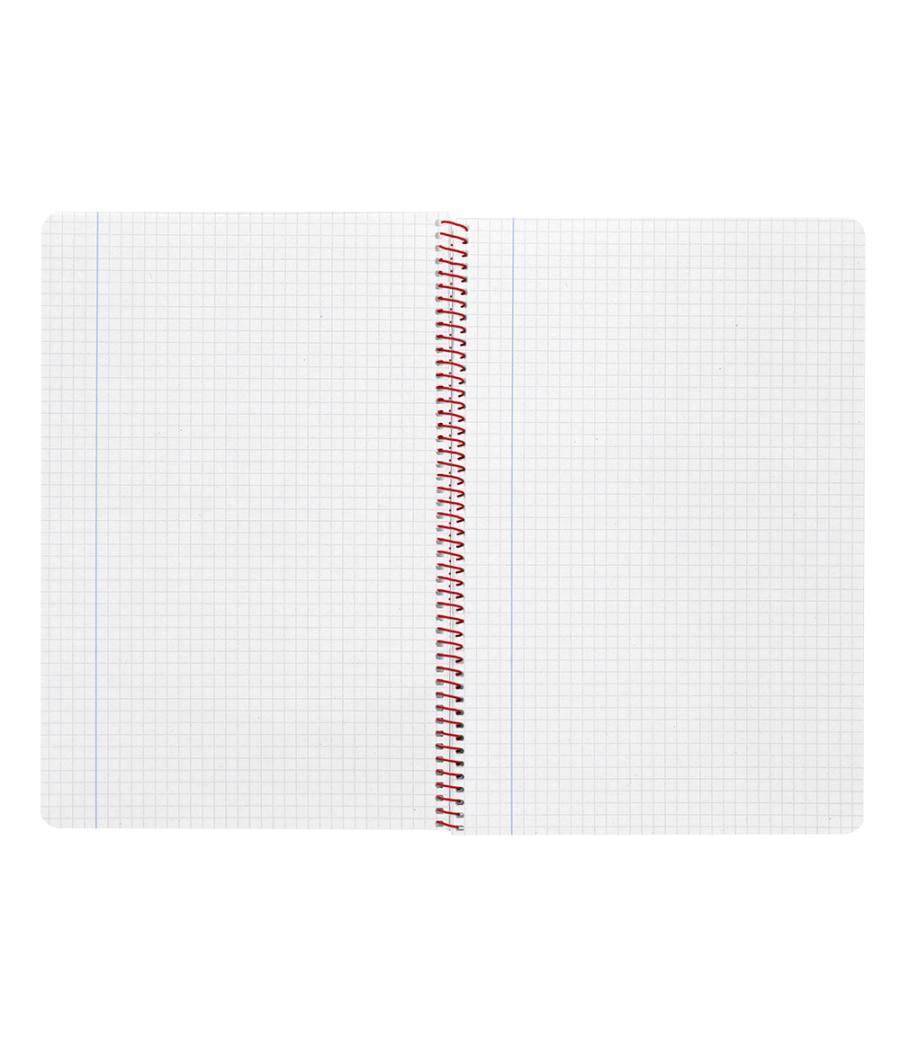 Cuaderno espiral liderpapel folio witty tapa dura 80h 75gr cuadro 4mm con margen color rojo