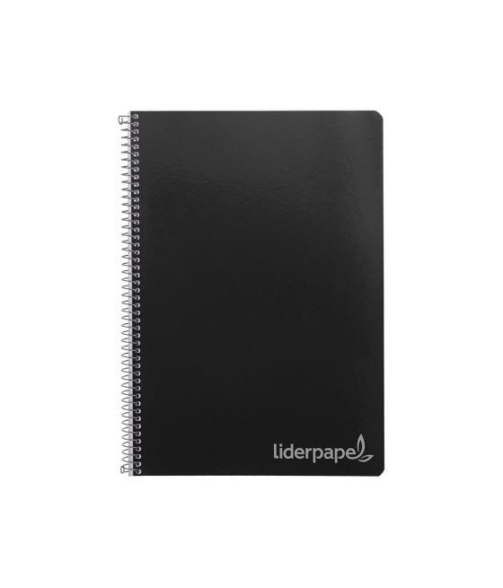 Cuaderno espiral liderpapel folio witty tapa dura 80h 75gr cuadro 4mm con margen color negro