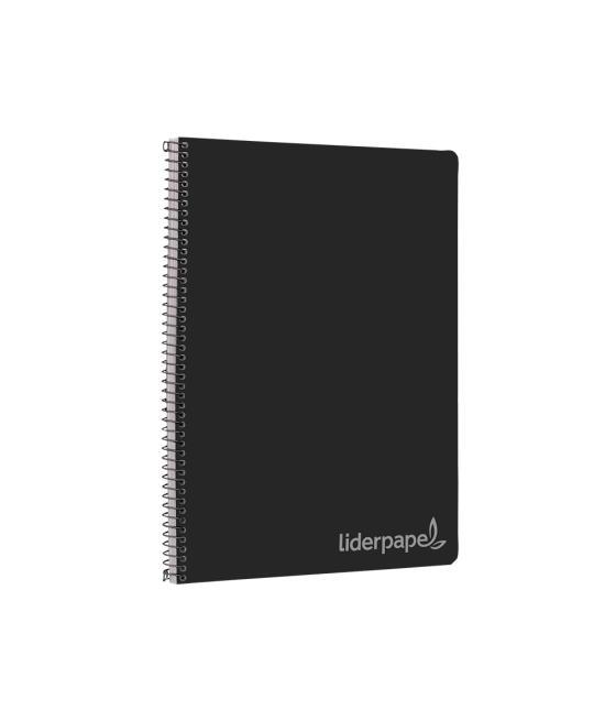 Cuaderno espiral liderpapel folio witty tapa dura 80h 75gr cuadro 4mm con margen color negro