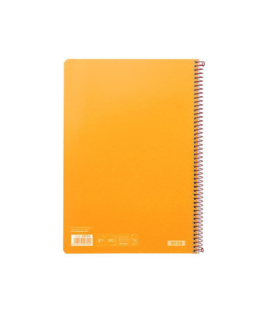 Cuaderno espiral liderpapel folio witty tapa dura 80h 75gr cuadro 4mm con margen color naranja