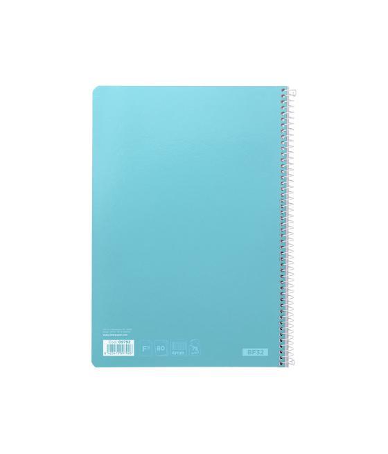 Cuaderno espiral liderpapel folio witty tapa dura 80h 75gr cuadro 4mm con margen color celeste