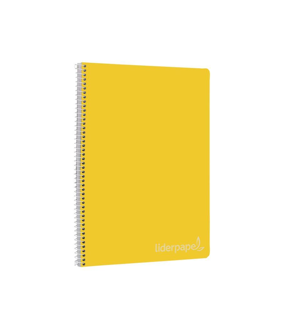 Cuaderno espiral liderpapel folio witty tapa dura 80h 75gr cuadro 4mm con margen color amarillo