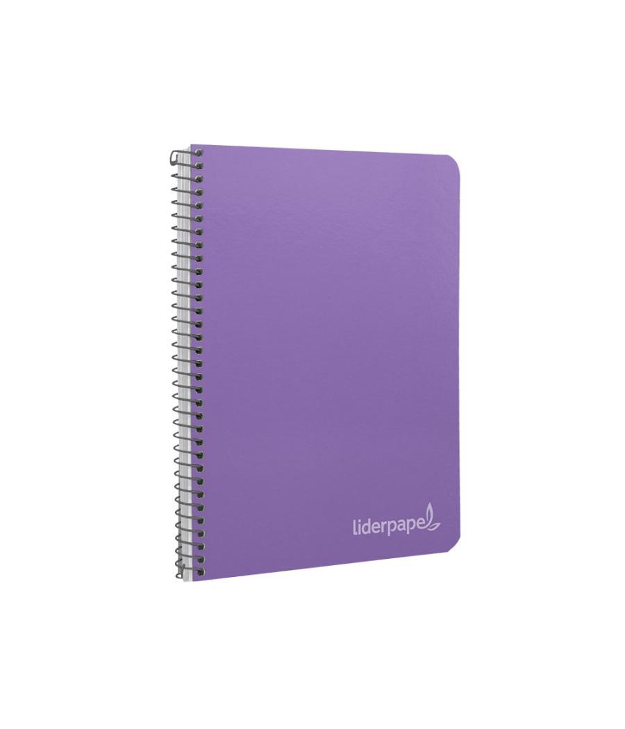 Cuaderno espiral liderpapel cuarto witty tapa dura 80h 75gr cuadro 4mm con margen color violeta