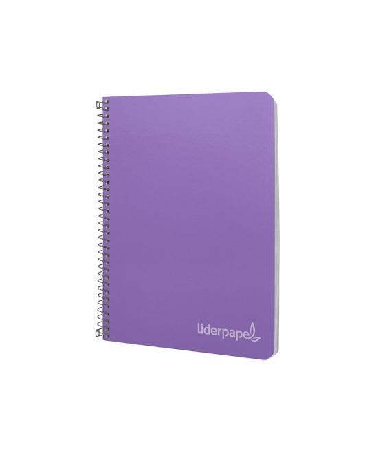 Cuaderno espiral liderpapel cuarto witty tapa dura 80h 75gr cuadro 4mm con margen color violeta