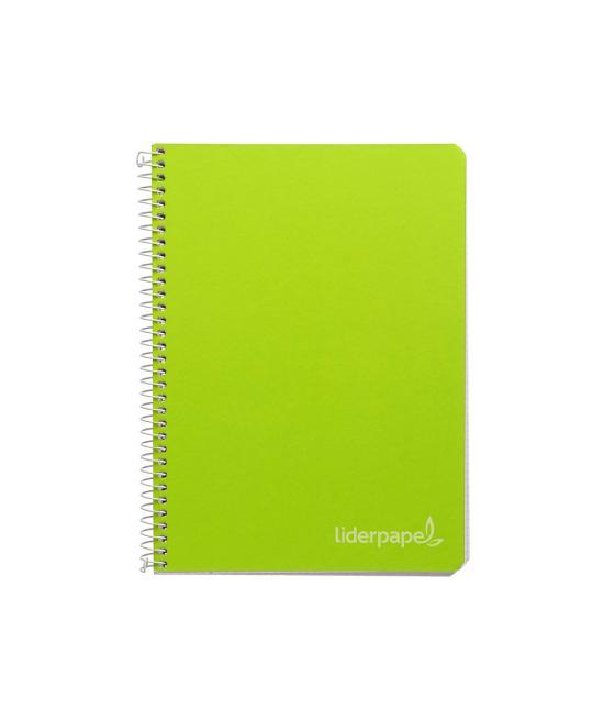 Cuaderno espiral liderpapel cuarto witty tapa dura 80h 75gr cuadro 4mm con margen color verde