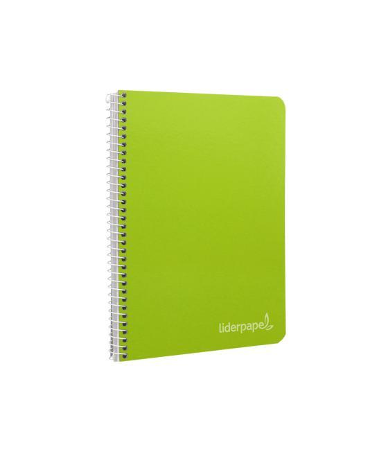 Cuaderno espiral liderpapel cuarto witty tapa dura 80h 75gr cuadro 4mm con margen color verde