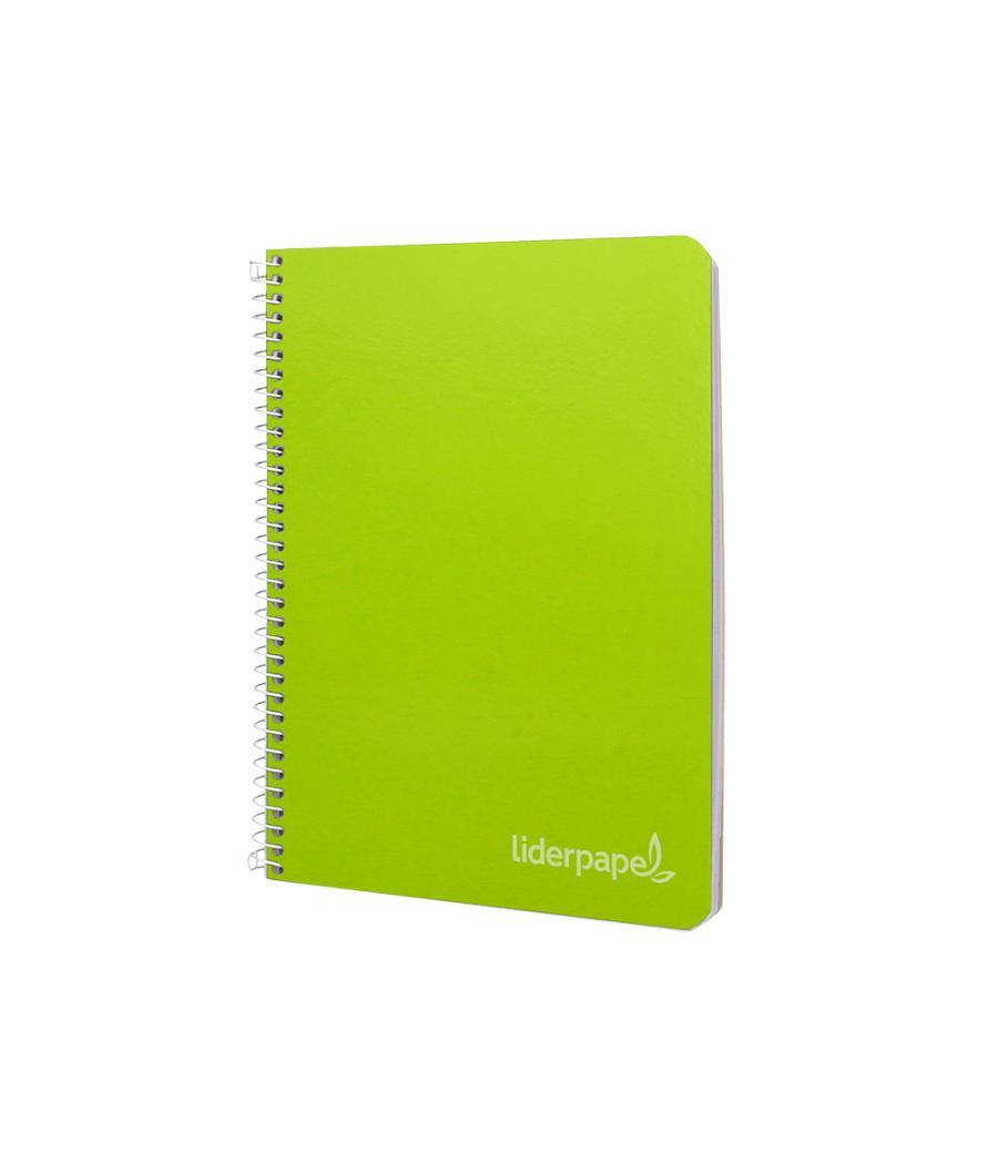 Cuaderno espiral liderpapel cuarto witty tapa dura 80h 75gr cuadro 4mm con margen color verde