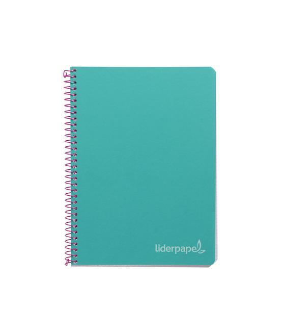 Cuaderno espiral liderpapel cuarto witty tapa dura 80h 75gr cuadro 4mm con margen color turquesa