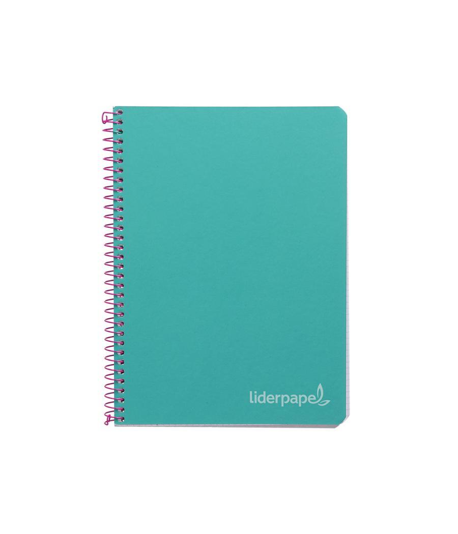 Cuaderno espiral liderpapel cuarto witty tapa dura 80h 75gr cuadro 4mm con margen color turquesa