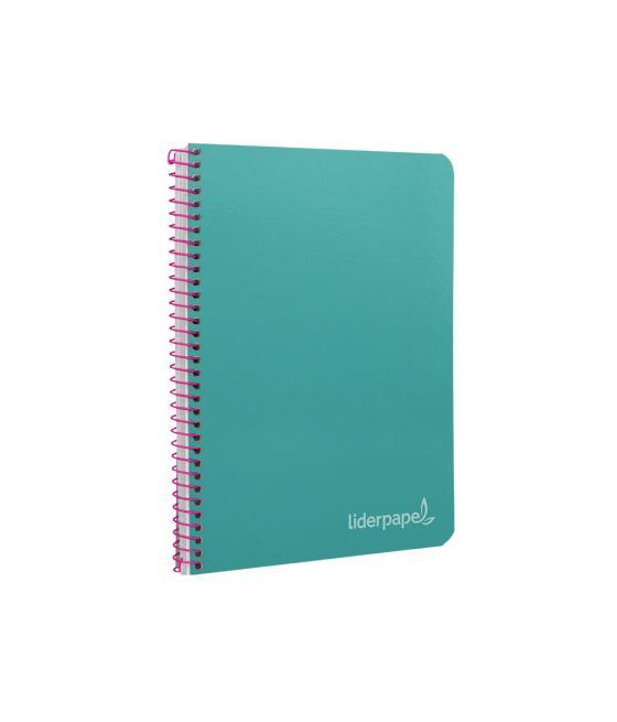 Cuaderno espiral liderpapel cuarto witty tapa dura 80h 75gr cuadro 4mm con margen color turquesa