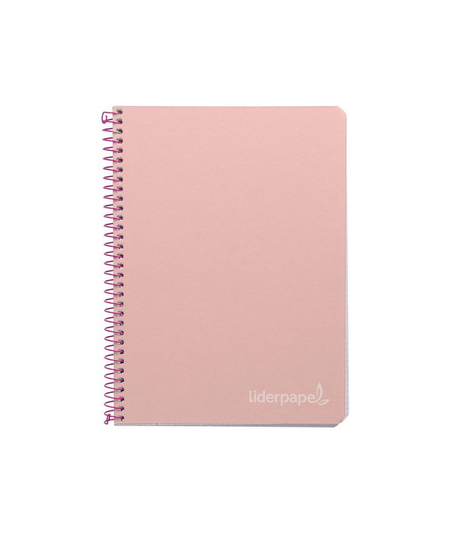 Cuaderno espiral liderpapel cuarto witty tapa dura 80h 75gr cuadro 4mm con margen color rosa