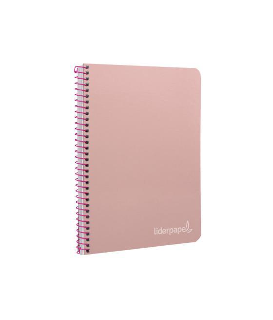 Cuaderno espiral liderpapel cuarto witty tapa dura 80h 75gr cuadro 4mm con margen color rosa