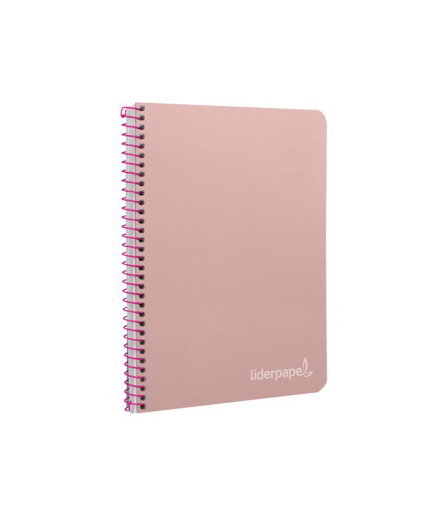 Cuaderno espiral liderpapel cuarto witty tapa dura 80h 75gr cuadro 4mm con margen color rosa