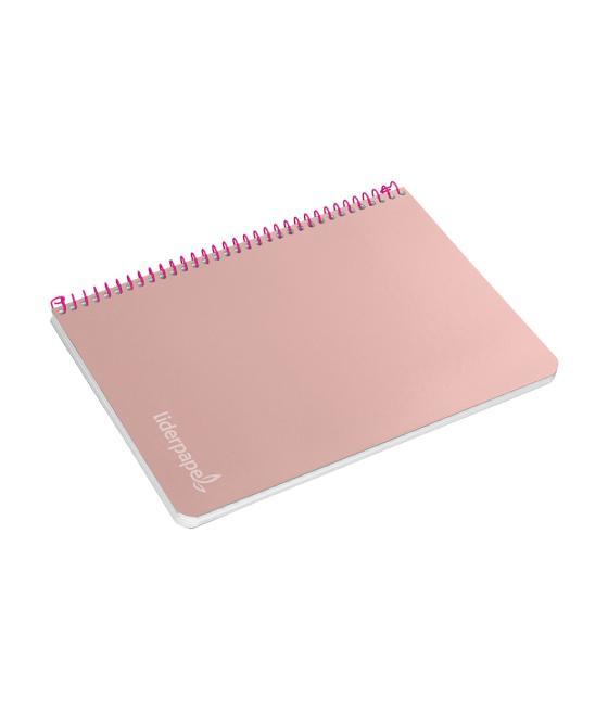 Cuaderno espiral liderpapel cuarto witty tapa dura 80h 75gr cuadro 4mm con margen color rosa