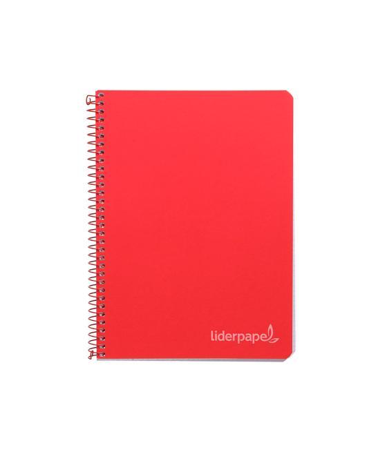 Cuaderno espiral liderpapel cuarto witty tapa dura 80h 75gr cuadro 4mm con margen color rojo