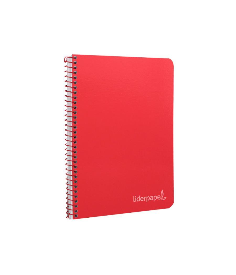 Cuaderno espiral liderpapel cuarto witty tapa dura 80h 75gr cuadro 4mm con margen color rojo