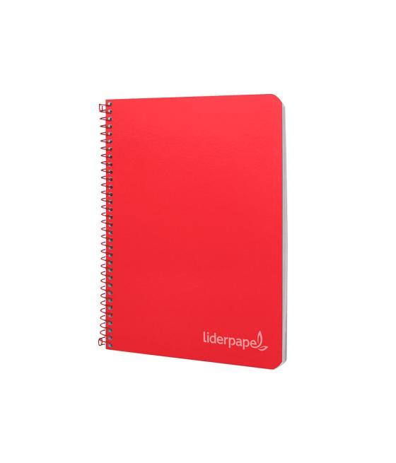 Cuaderno espiral liderpapel cuarto witty tapa dura 80h 75gr cuadro 4mm con margen color rojo