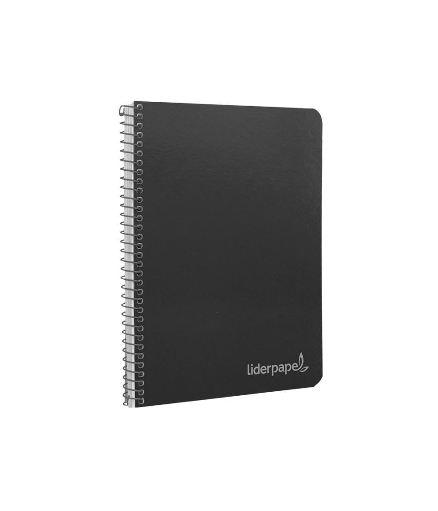 Cuaderno espiral liderpapel cuarto witty tapa dura 80h 75gr cuadro 4mm con margen color negro