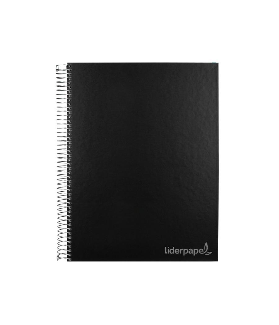 Cuaderno espiral liderpapel a4 micro jolly tapa forrada 140h 75 gr cuadro 5mm 5 bandas 4 taladros color negro