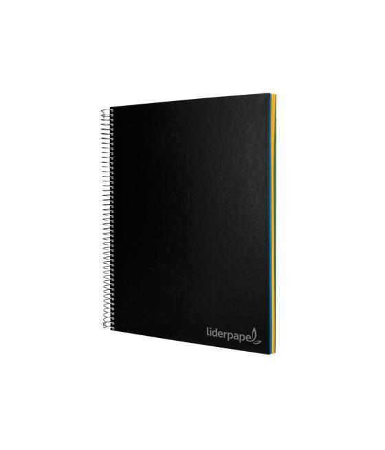 Cuaderno espiral liderpapel a4 micro jolly tapa forrada 140h 75 gr cuadro 5mm 5 bandas 4 taladros color negro