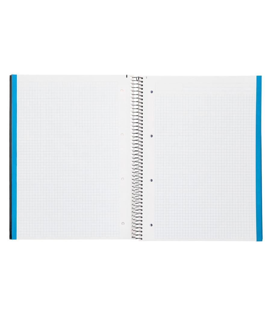 Cuaderno espiral liderpapel a4 micro jolly tapa forrada 140h 75 gr cuadro 5mm 5 bandas 4 taladros color negro