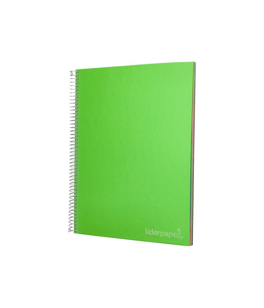 Cuaderno espiral liderpapel a4 micro jolly tapa forrada 140h 75 gr cuadro 5mm 5 bandas 4 taladros color verde